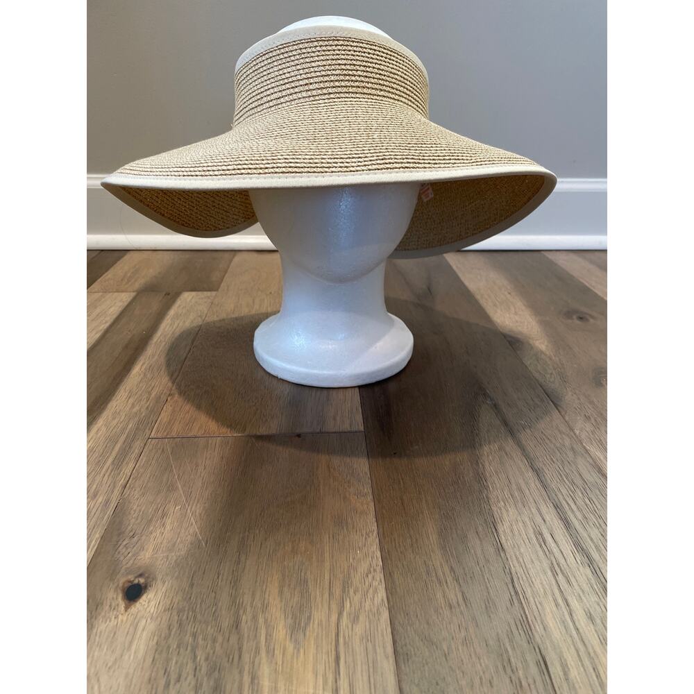FURTALK Size M Wide Brim Straw Sun Visor – Adjustable Strap, Packable, UPF 80+